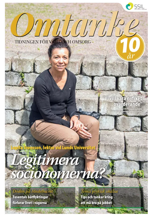 Lupita Svensson på omslaget till tidnignen Omsorg