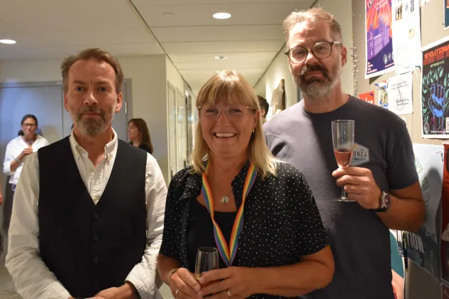 Stina Balldin med handledarna Håkan Jönson och Martin Bergström.