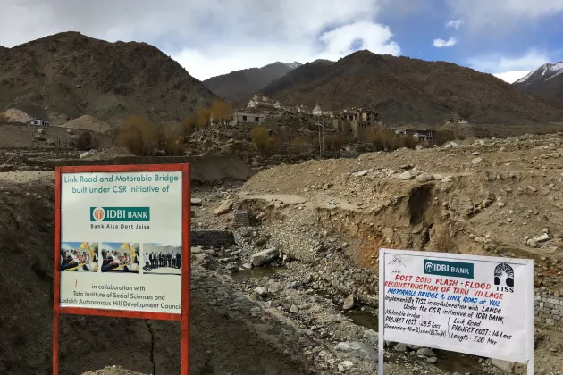 Signs about social work in Ladakh